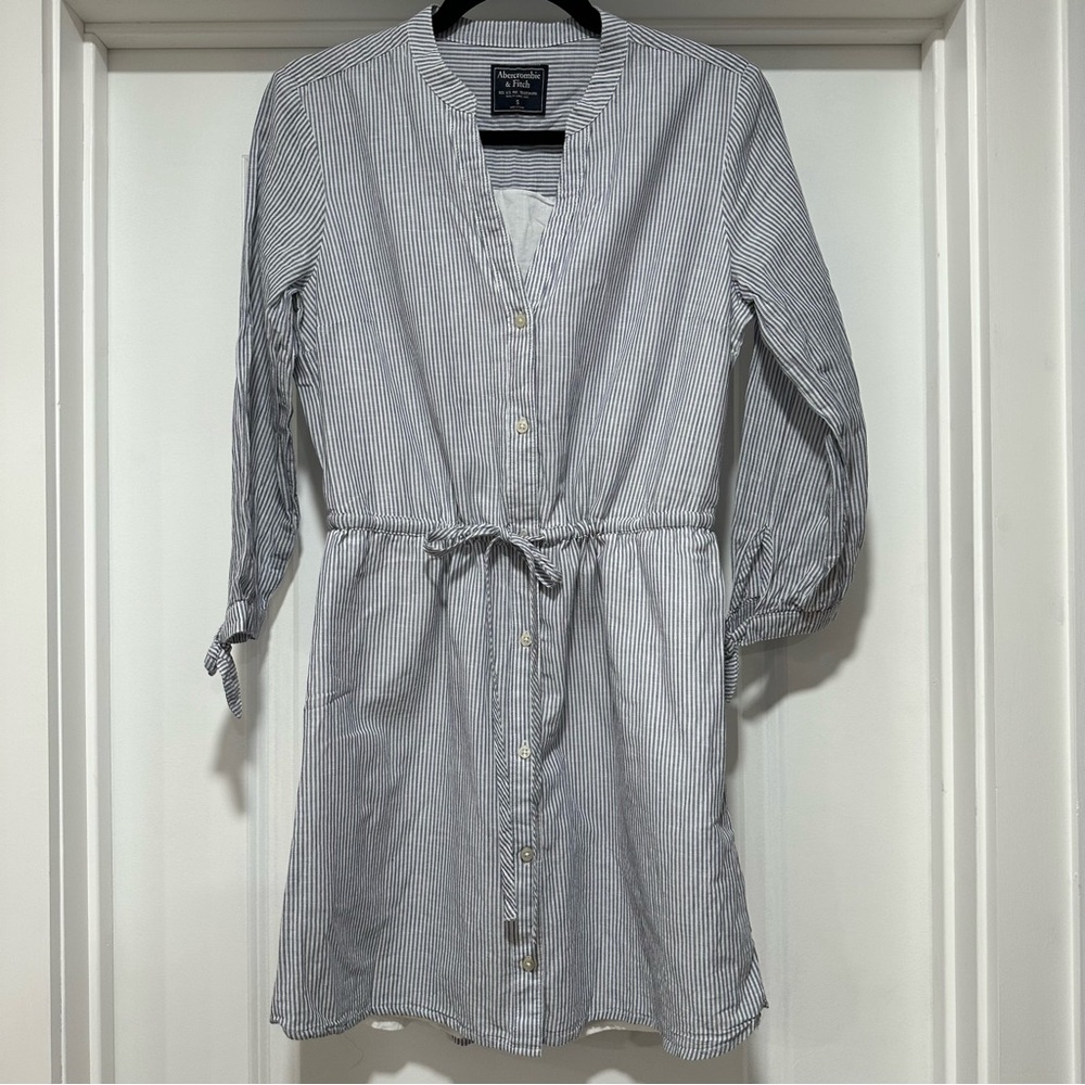 Abercrombie & Fitch Lightweight Blue White Striped Button Down Dress Size Small